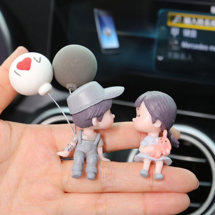 Car Ornament Ornament Lovely Kissing Couple Doll, Color: Gray+Balloon by bashfashion