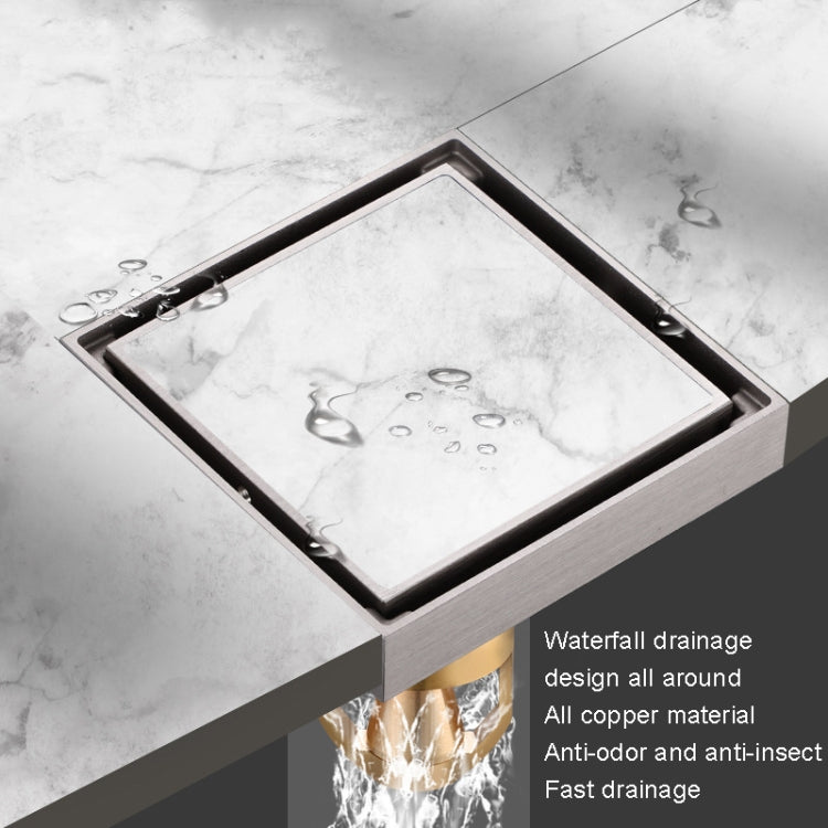 Bathroom Large Displacement Anti-odor Floor Drain, Style: K8014 Nickel Brushes+Black Straight Row by bashfashion