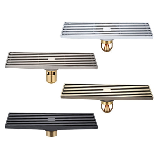 8x30cm Extended Full Copper Strip Floor Drain, Style: K8034 Chrome Plated+5.5 Deep Water Seal by bashfashion