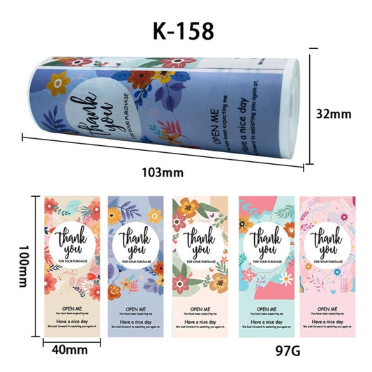 Floral Thank You Label Sticker Handicraft Decoration Small Gift Sticker(K-158) by bashfashion