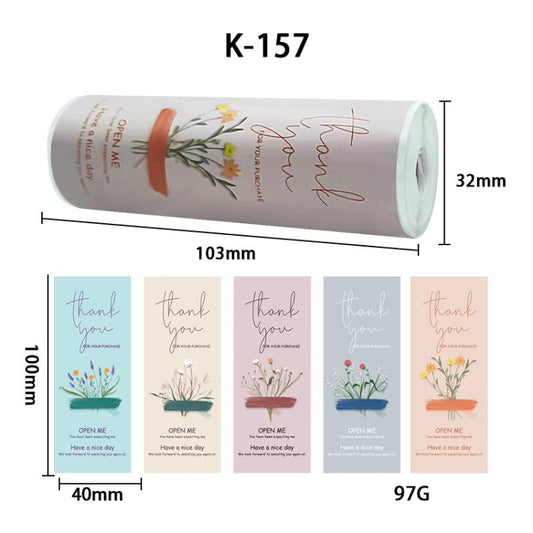 Floral Thank You Label Sticker Handicraft Decoration Small Gift Sticker(K-157) by bashfashion