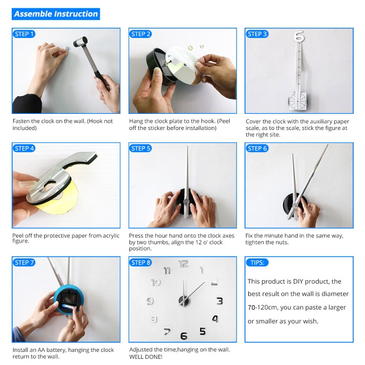 M030 India Digital Hanging Clock Home Decoration DIY Acrylic Clock(Black) by bashfashion