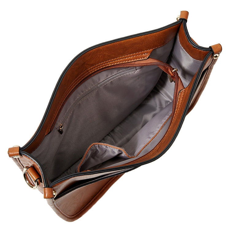 013 Leopard Strap PU Leather Single-shoulder Waterproof Crossbody Tote Bag(Brown) by bashfashion