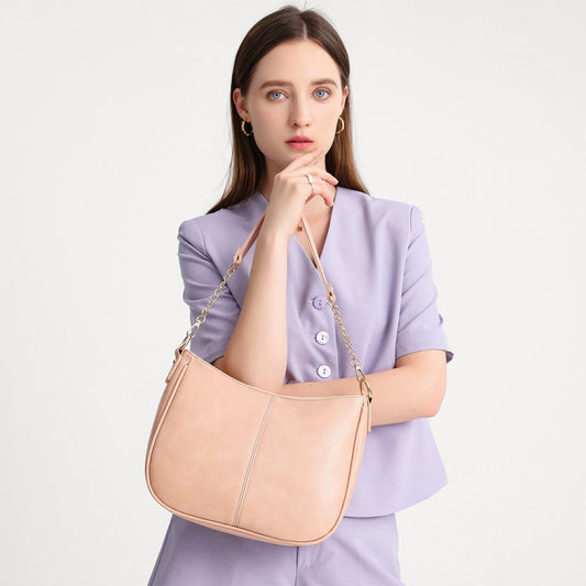 270 Large Capacity Single-shoulder Crossbody Chain Bag Leather Adjustable Underarm Bag(Pink) by bashfashion
