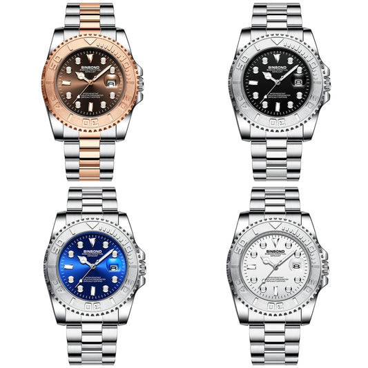 BINBOND B930 Metal Gear Luminous Quartz Watch 30M Waterproof Sports Watch, Color: Rose Gold-Rose Gold by BINBOND