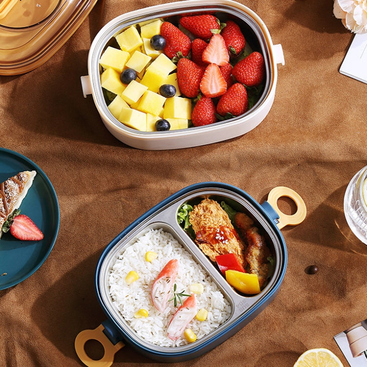 Large Capacity Oval Divided Portable Office Insulation Lunch Box, Specification: 1.2L (Plastic Yellow) by bashfashion