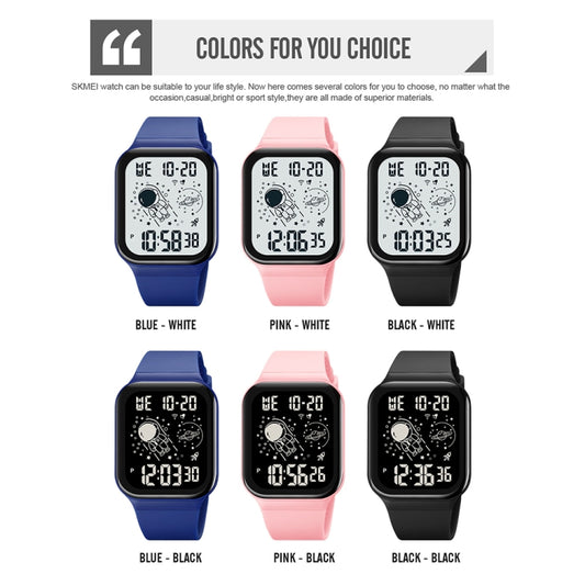 SKMEI 1863 Multifunctional Astronaut Student Digital Sports Square Watch(Black Black Machine) by SKMEI