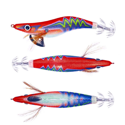 HENGJIA SJ037 Luminous Electroplated Flash Wooden Shrimp Squid Lures(Red) by bashfashion