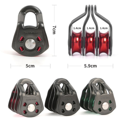 XINDA Outdoor Three Pulley Cableway Crosses Rock Climbing Hoisting Ball Bearing(Red Gray) by XINDA