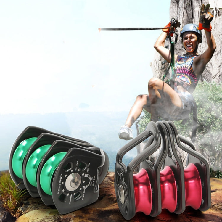 XINDA Outdoor Three Pulley Cableway Crosses Rock Climbing Hoisting Ball Bearing(Green Gray) by XINDA