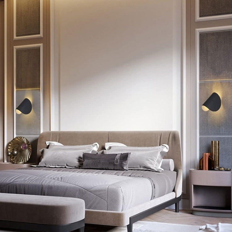 Showroom Bedroom Bedside Lamp Rotating LED Color Wall Lamp, Color: Black(Warm Light) by bashfashion