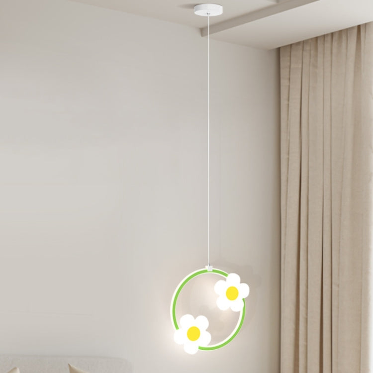 Children Room Bedside Warm Sunflower Chandelier, Color: Round Green 3 Color Dimmer by bashfashion