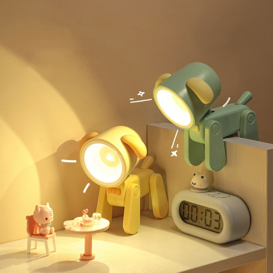 Rechargeable DIY Cartoon Night Light Desktop Ornament Mini Table Lamp(Puppy Green) by bashfashion