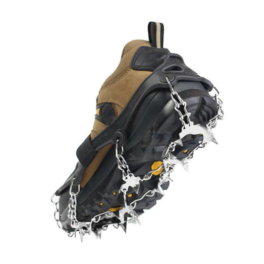 24 Teeth Outdoor Snow Anti-slip Ice Claws 201 Stainless Steel Anti-slip Shoe Cover, Size: L(Black) by bashfashion