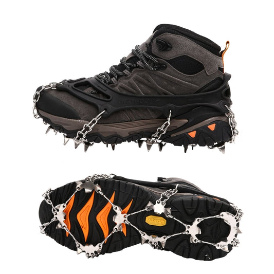 F26-2 26 Teeth Snow Mountain Non-slip Shoes Cover 201 Stainless Steel Ice Claws, Size: L Orange by bashfashion