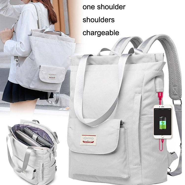 Student Backpack Waterproof USB Laptop Bag, Size: Large (Gray) by bashfashion