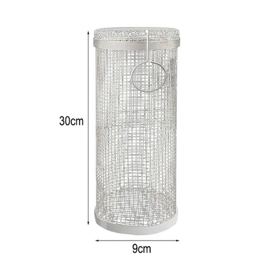 Outdoor Stainless Steel Barbecue Cage BBQ Round Mesh Tube 30cm With Hook by bashfashion