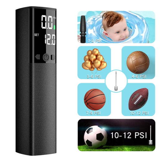 AP-04 Wireless Electric Air Pump With LCD Display For Football Basketball(Black) by bashfashion