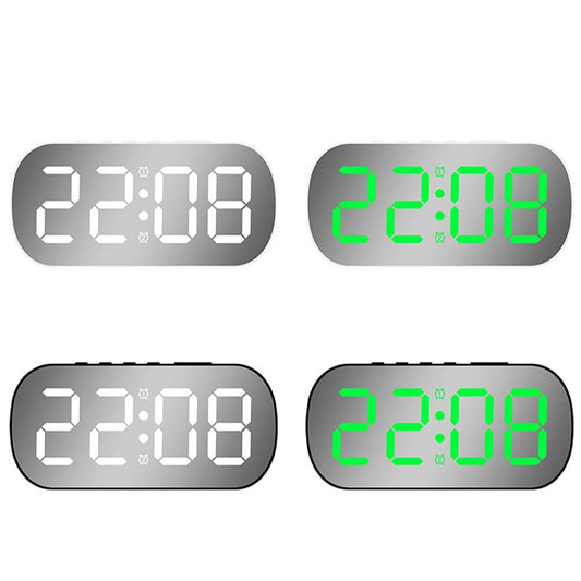 6637 LED Digital Display Temperature Electronic Clock Desktop Mirror Alarm Clock(White White Light) by bashfashion