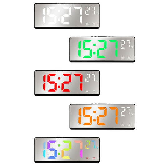 6631 LED Digital Display Multifunctional Electronic Clock Desktop Temperature Mirror Alarm Clock(Color Light) by bashfashion