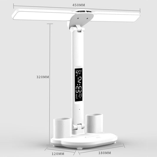 LED Intelligent Digital Display Foldable Desk Lamp, Style: Double Head Charging 2000mAh by bashfashion