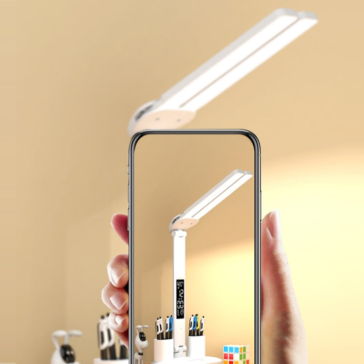 LED Intelligent Digital Display Foldable Desk Lamp, Style: Double Head Charging 3200mAh by bashfashion