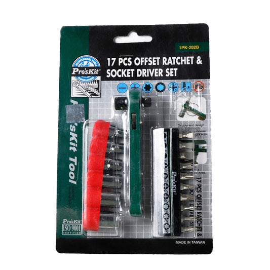 ProsKit 1PK-202B 16 In 1 Socket Driver Head Ratchet Wrench Set by ProsKit