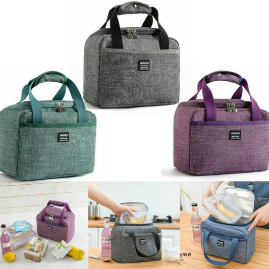 Portable Lunch Bag Thermal Insulated Lunch Box Tote Cooler Handbag 24 x 17 x 14cm(Gray) by bashfashion