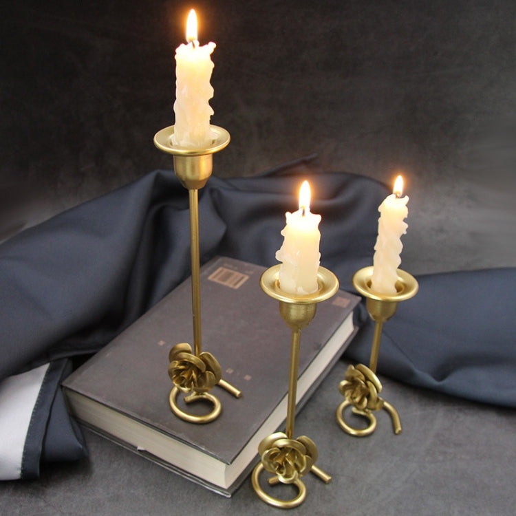 DH2304-01 Rose Carved Metal Candle Holder Bar Decoration Candlelight Dinner Candlesticks, Size: Short Black by bashfashion