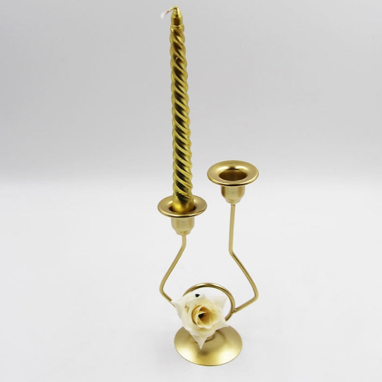 Wrought Iron Double-Headed Candle Holder Party Wedding Table Decoration Candlesticks(Silk) by bashfashion