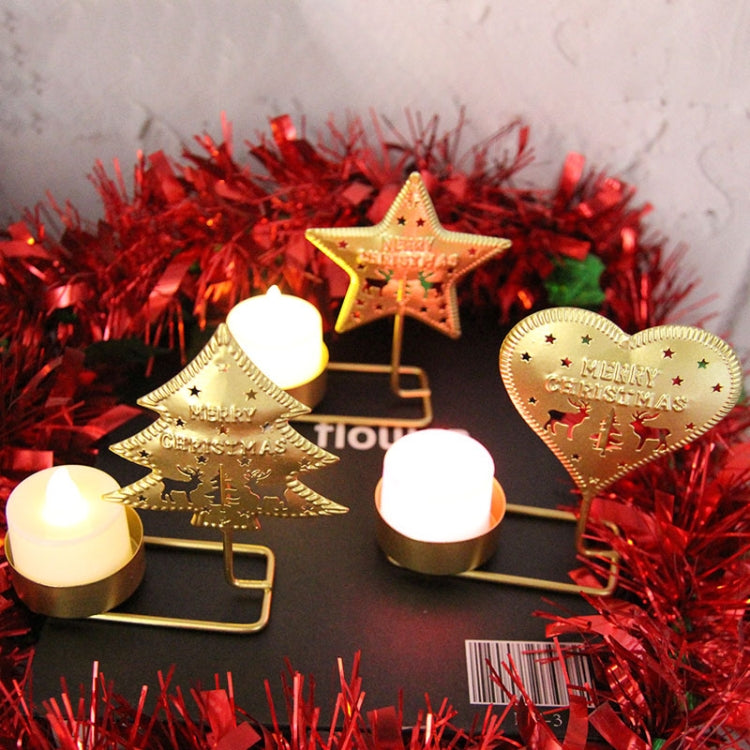 Christmas B Gold DH2303-03 Metal Retro Iron Art Candlesticks Ornament Table Candle Cup Decoration Props by bashfashion