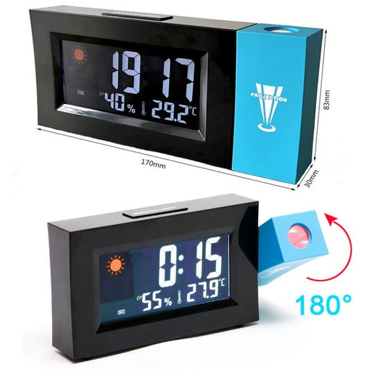 8290 Electronic Colour Screen Weather Clock Weather Forecast Projection Clock Rotatable Digital Clock Without USB Cable by bashfashion
