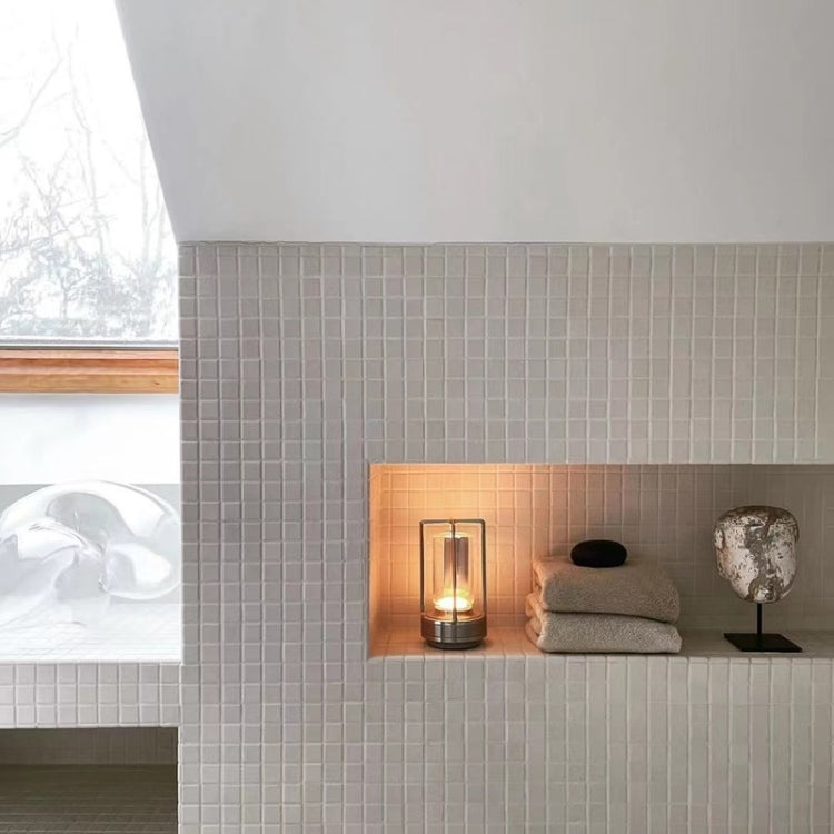 Vintage All Aluminum Cross Table Lamp Hotel Portable Outdoor Camping Touch Night Light, Battery Capacity: 2000mAh (Bronze) by bashfashion