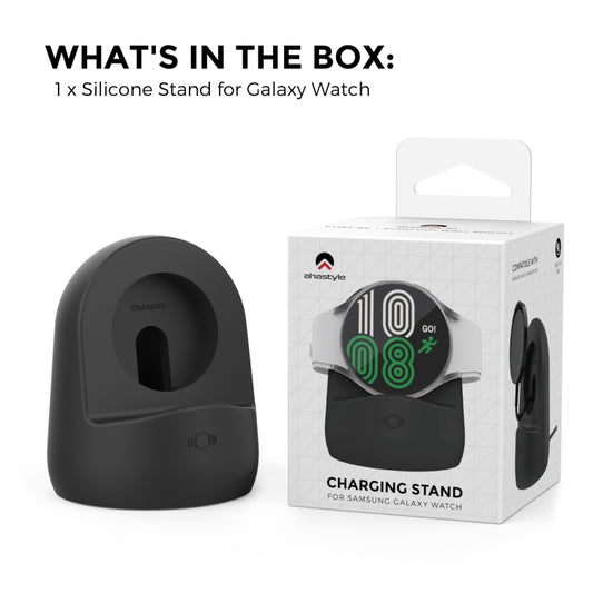 AhaStyle PT181 Watch Silicone Charging Stand For Galaxy Watch 3 / 4 / Active / Active 2(Black) by AhaStyle