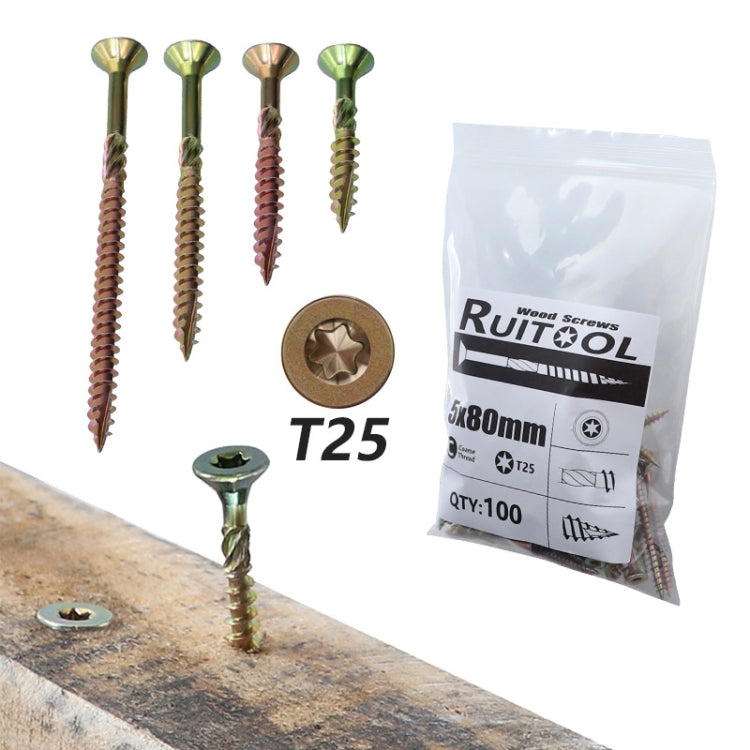 RUITOOL T25 100pcs Woodworking Screws Torx Self Tapping Screws 4.5 x 35mm by bashfashion
