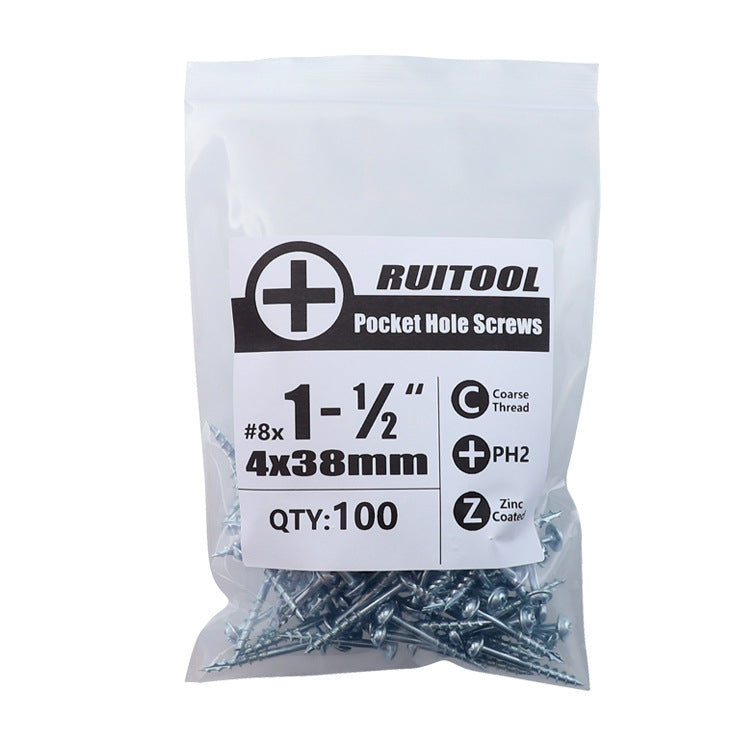 RUITOOL ST4 100pcs Woodworking Slant Hole Screws Half Tooth Self Tapping Phillips Bolt 25mm by RUITOOL