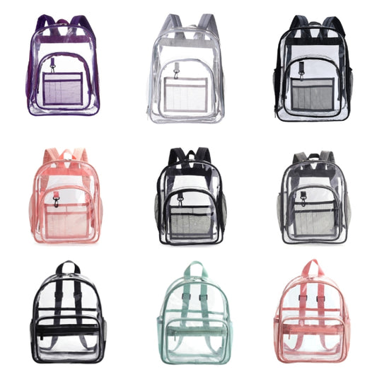 PVC Transparent Waterproof Backpack Student School Bag, Color: Large Light Grey by bashfashion