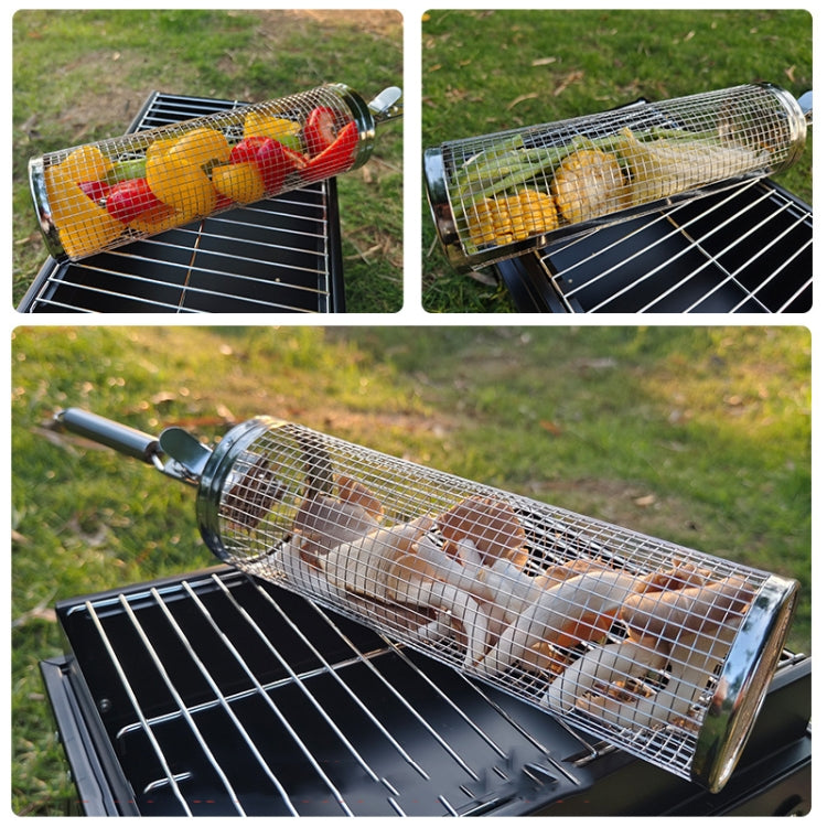 Upgrade With Handle BBQ Cage Stainless Steel Barbecue Basket 30cm+Handle 18cm by bashfashion
