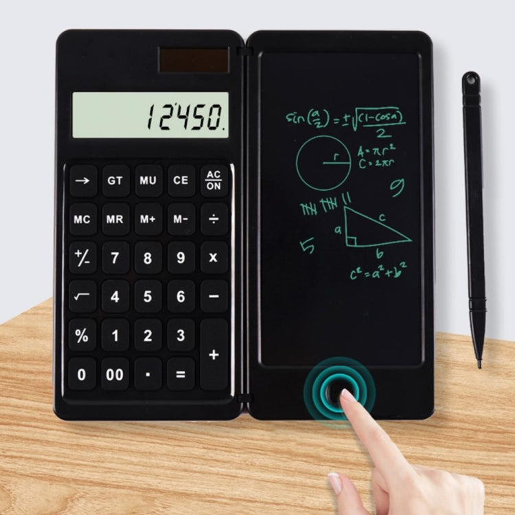 Solar Calculator Handwriting Board Learning Office Portable Folding LCD Writing Board(Black) by bashfashion