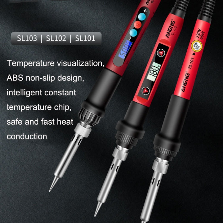 ANENG SL103 17pcs/set Intelligent Digital Display Temperature Adjustment Household Constant Temperature Soldering Iron Set 60W Internal Heat Welding Tool Kit(US Plug) by ANENG