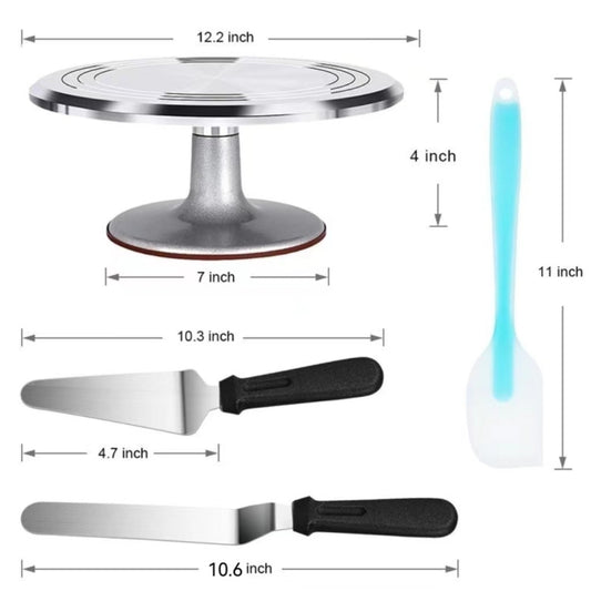 7 In 1 Aluminum Alloy Cake Turntable Piping Tip Set DIY Baking Tools by bashfashion