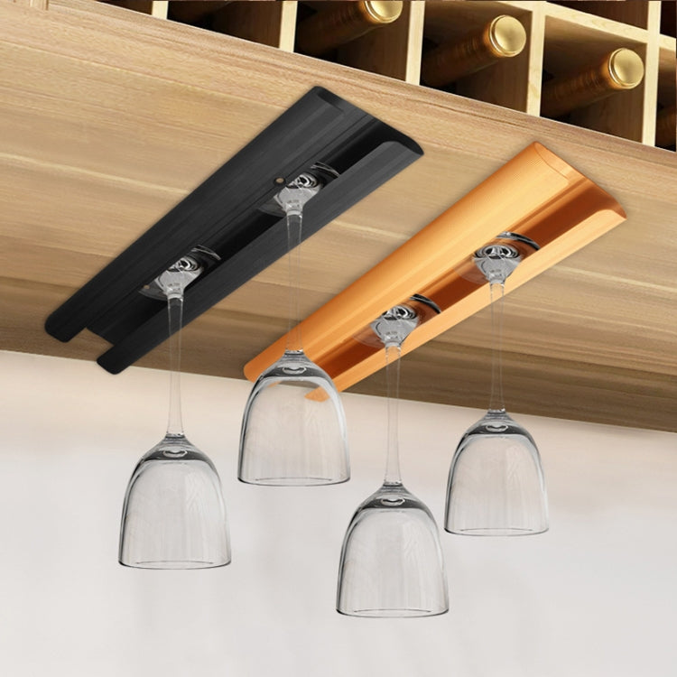 Living Room Punch-free Aluminum Alloy Wine Glass Rack Kitchen Wine Glass Hanger(Champagne) by bashfashion