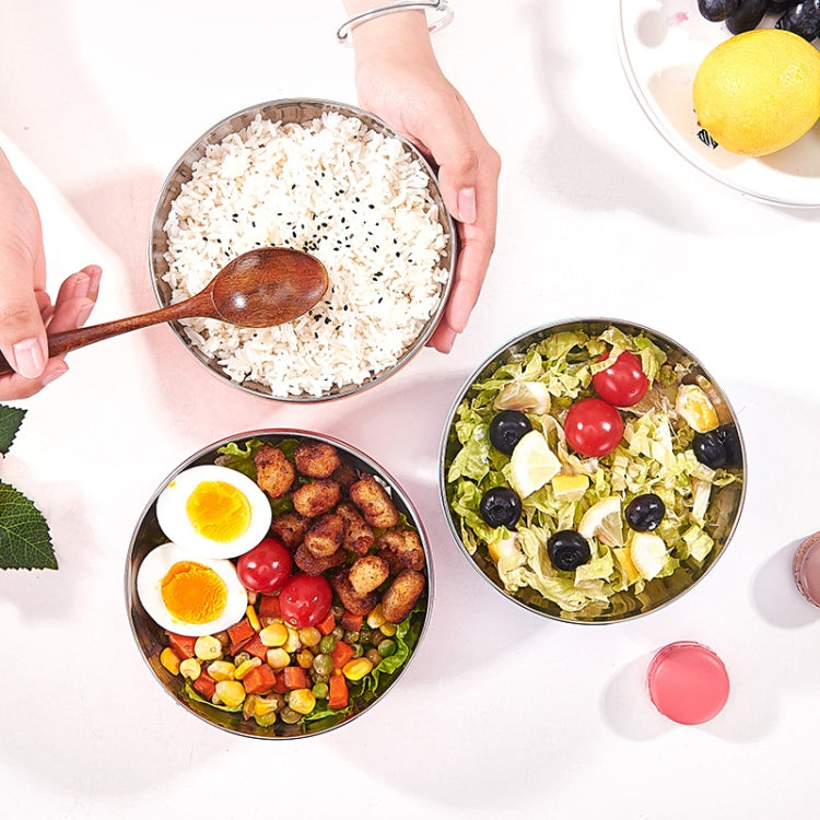 6pcs /Set 13cm Double-Layer Stainless Steel Bowl With Lid Children Dinner Insulated Rice Bowl(6 Colors Matching) by bashfashion