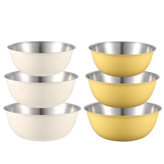 304 Stainless Steel Food Grade Dishes Bowl Kitchen Baking Stirring Bowl Vegetables Sandwood Basin, Size: 22cm (Yellow) by bashfashion