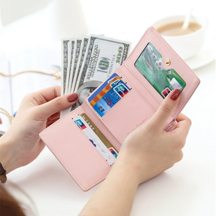 Cartoon Cute Cat Tri-fold Wallet Mini Embossed Multifunctional Wallet(Black) by bashfashion