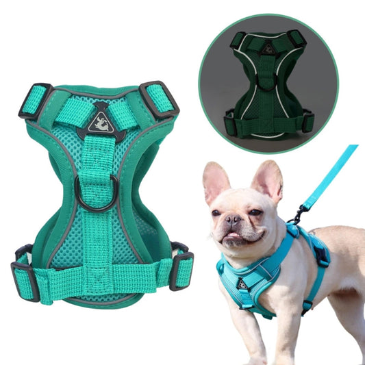 Pet Vest Harness + Traction Rope Set Reflective Breathable Dog Cat Harness, Size: L(Coffee) by bashfashion
