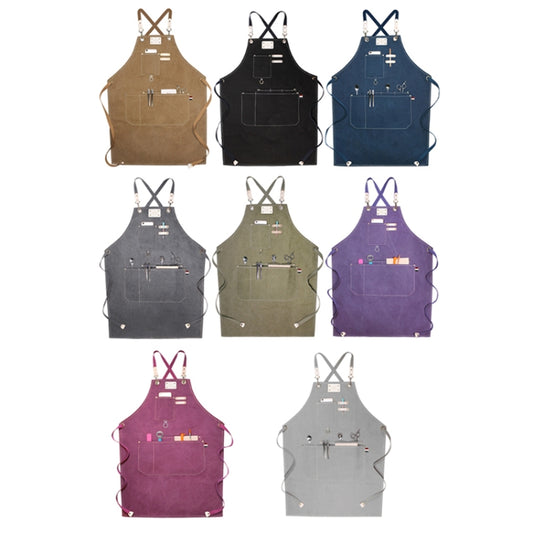 Floral Milk Tea Baking Workwear Apron(Black) by bashfashion