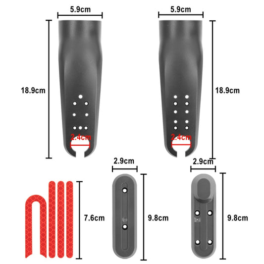 For Xiaomi M365 / PRO / 1S Skateboard Accessories Front Fork Plastic Protection Cover Reflecting Bar Set(Black) by bashfashion