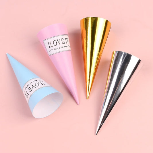 100pcs Disposable Ice Cream Paper Holder Sweet Crispy Tip Bottom Paper(Pink Letter) by bashfashion