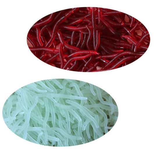 5bags 20pcs/bag 3.5cm Fishy Red Earthworm Fake Bait Luminous Fish Lure(Red) by bashfashion